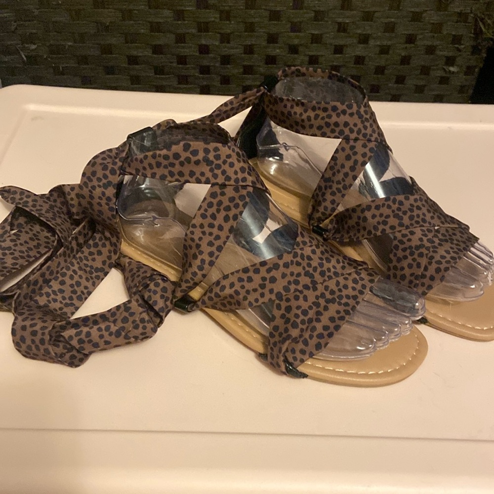Old Navy animal print wrap lace up sandals NEW